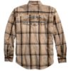 96445 17VM Harley Davidson® Mens Tea Stained Long Sleeve Plaid Woven Shirt 1
