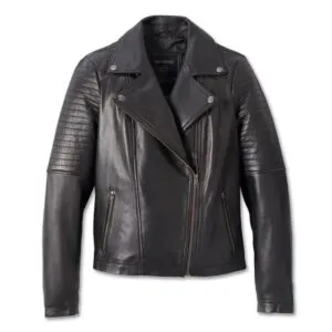 Classic Biker Debossed Leather Jacket